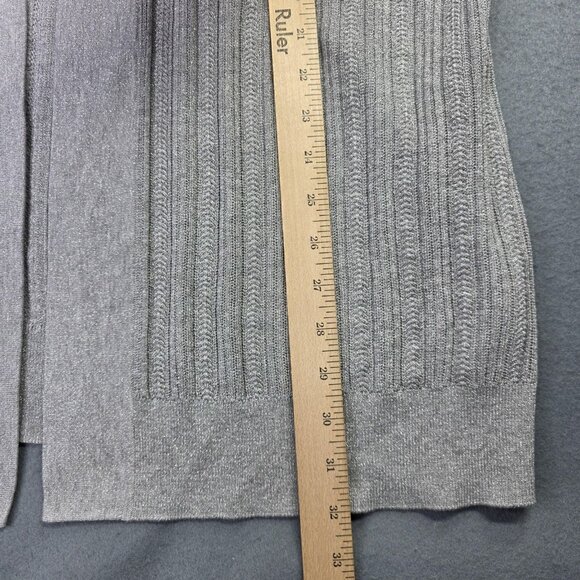 Talbots Plus Cardigan Sweater Womens 2X Gray Open Ribbed Metallic Knit Party - Picture 9 of 12